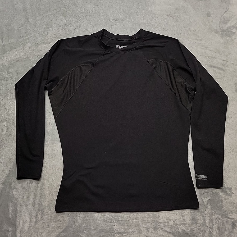 Blackhawk Shirt Mens XL Black Warriorwear Performance Compression Base Layer